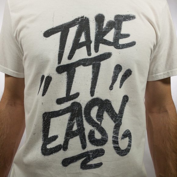 Take It Easy White Graphic Print Tee T-Shirt S M L XL - Picture 3 of 8